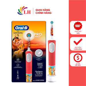 Bàn chải điện trẻ em Oral-B Vitality Pro Kids 3+ - 2 chế độ làm sạch tay cầm silicon chống thấm hiệu quả dễ dàng giúp trẻ cầm nắm