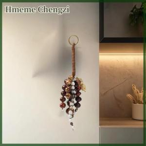 Hmeme Fashion Rope String Bag Car Keychain Lucky Bodhi Beaded Backpack Pendant Keyring For Women Charm Ornaments