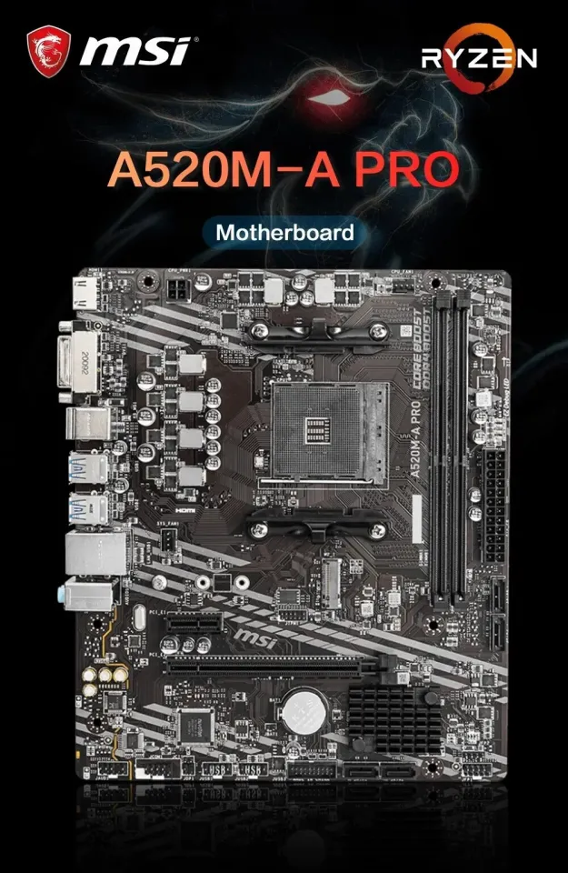 MSI AMD A520M-A PRO Motherboard Support Ryzen CPU R3 R5 R7 5000