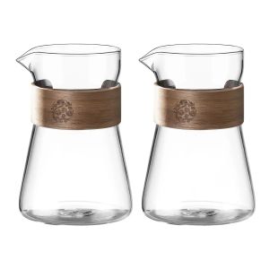 17oz/500ml Glass Coffee Pot Carafe High Borosilicate Espresso Shot Glass Mug with Wood Heat-Resistant LayerCoffee Accesories