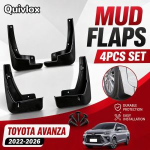 Mud Flaps Splash Guard For Toyota Avanza 2022-2026 Heavy Duty Abs Full Set With Mounting Screws Matte Black Car Accessories