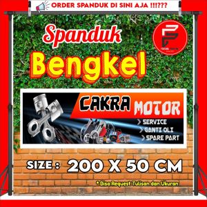 Spanduk Bengkel Motor / Banner Service Motor / Spanduk Kustom / Spanduk Ukuran 200 x 50 cm