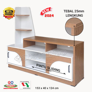 Distrindo - Meja Rak TV Minimalis TEBAL Mewah Murah dengan Lemari Rak Serbaguna