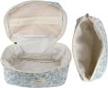 Cute Makeup Bag for Women(2 Pcs), Travel Cosmetic Bags, Quilted Coquette Aesthetic Floral Toiletry Organizer Bag (NavyBlue Flower). 