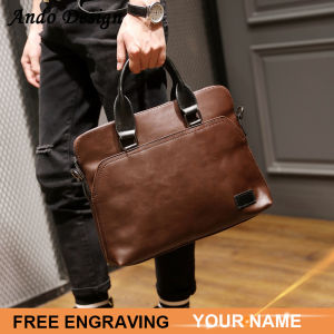 Men Vintage Pu Leather Briefcase Laptop Shoulder Messenger Bag Portable Casual European Korean Business