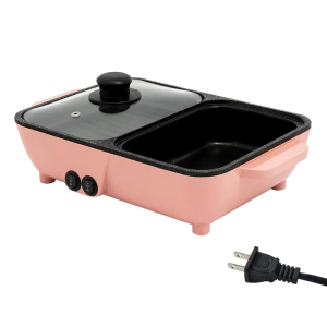 1400W Electric Grill With Hotpot Multifunctional Indoor Grill BBQ Hotpot 2 Speed Temperature Control for 2-10 People