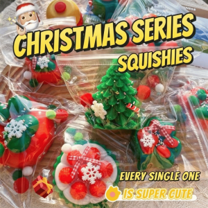 TEWUB Silicone Christmas Squeeze Toys Slow Rebound Soft TPR Squishy Toys Non-Toxic Colorful Fidget Toys Gifts