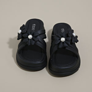 Free Shipping Petite-Sized Versatile And Stylish Floral Slippers For Women 2026 Summer New Collection Featuring A Platform Sole And A Casual One-Strap Design