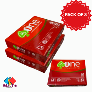 Velvet IK One 8.5” x 11” Letter Paper – 70gsm Bond Type 500 Sheets Each- Multipurpose Use-Pack of 3 reams