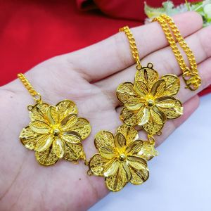 Grosir Kalung Dan Liontin Motif Bunga Mewah Terbaru Xuping Aksesoris Fashion Berlapis Emas 24K Gold Necklace