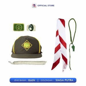 Paket Atribut Pramuka Siaga Topi Baret Dan Boni Putra Putri (Hijau) SD