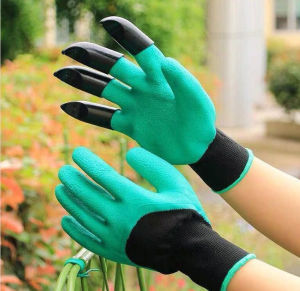 Garden Gloves with Fingertips Claws Garden Rubber Gloves Easy to Dig Excavation Plant Outdoor Gardening Tools
