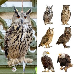 OPBWQH Waterproof Bird Repel Owl Scarecrow Hanging Rectangle Bird Repeller Bird Repellent Tool With Bells Fake Bird Scare Device Outdoor