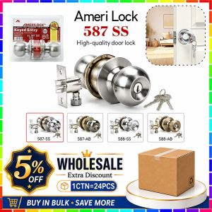(Wholesale/1 CTN)AmeriLock 587/588 Door Knob Lock Stainless Spherical Door Lock