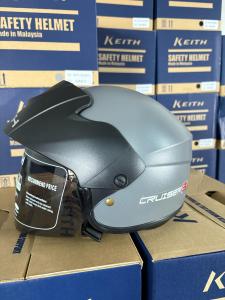 NEW COLOR ARRIVAL!!! KEITH Cruiser V3 Half Helmet Topi Keledar Separuh  -Smoke Visor / Rainbow/ Revo Visor-SIRIM APPROVED