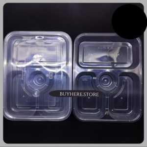 Thinwall klir bento sekat 3 / wadah makan 3 sekat plastik