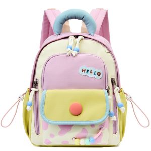 STARRY Waterproof  Kids Backpack Large Capacity Adjustable Cute Color Block Backpack Portable Spine-Protecting Lightweight School Bag for Kindergarten Children
