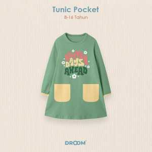Tunik Anak Perempuan Katun Bernapas dengan Saku dan Motif Gaya Internasional