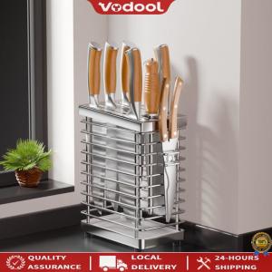 [Upgraded] Stainless Steel Kitchen Stand Wall-mounted Countertop Storage Space Saving Cutlery Display Organizer with Slots for Kitchen Countertop [Vodool Official Tool]