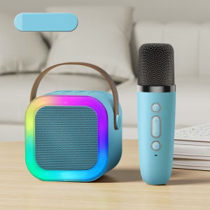 Bluetooth Mini Speaker Karaoke Set 2 Mic KTV Mini Portable Microphone Dual RGB Wireless Speaker