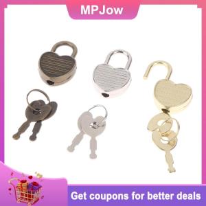 【MPJow】 1Set Heart Shape Padlocks Mini Luggage Hardware Locks With Key Lock For Travel Wedding Jewelry Box Diary Book Suitcase