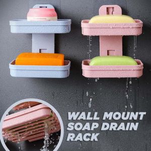 Soap Drainer Rack Wall Mounted Bathroom Storage Holder Cosmetic Storage Organizer Wall Holder Sink Sponge Holder No Punching Needed (RANDOM COLOR WILL BE SHIPPED) - TRENDSETTER