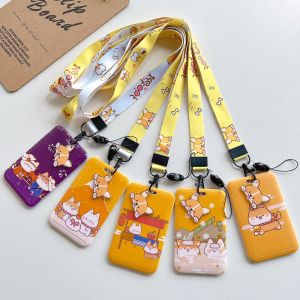 DWT9814 For Women Portable Bus Keychains Shiba Inu Credit ID Card Storage Cover Korean Card Case Cartoon Card Holders Card Access Control