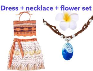 Baby Princess Mo ana costume set with necklace and flower