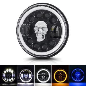 Đèn pha 7 inch LED RGB IP67 DRL Hi/Lo h4 60W cho xe Jeep Niva 4x4 12V 24V