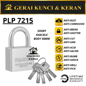 PALOMA PLP 7215 Gembok ULTRAMARINE SUS 316 50MM BODY - SHORT SHACKLE