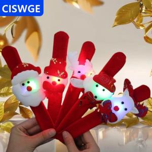 [COD] CISWGE AUTOPARTS 5pcs Giáng sinh vỗ tay Vòng đeo tay phim hoạt hình Santa Claus Snowman Tuần Lộc Papa Vòng tròn dây đeo cổ tay kỳ nghỉ bên trẻ em Quà tặng