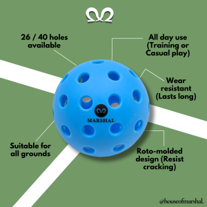 Marshal Pickleball 3 Pieces [Mix and Match Color] 26 holes & 40 holes Pickleball Ball | Outdoor & Indoor Pickleball Ball 1 Set 3 Pieces | Bola Pickleball Kualiti | Pickleball Balls