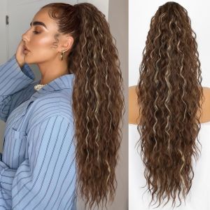 MISSLADY Ombre Claw Clip Ponytail Wig Ponytail Extension Corn Perm Long Wavy Curly Ponytail Hair Accessories Fluffy Pony Tail Hairpiece for Women