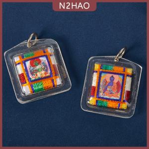N2HAO  Tây Tạng Tangka Xanh Tara Phật Giáo Móc Khóa Mặt dây chuyền nhỏ túi phong thủy Móc chìa khóa trang trí Phật Giáo