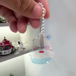 3Pcs/Pack Love and Deepspace Snowman Figure Keychain Transparent Blue Quicksand Acrylic Christmas Present for Girlfriend