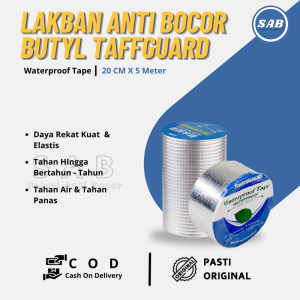 Lakban Anti Bocor Air Super Kuat Aluminium Foil Butyl Rubber Waterproof Adhesive Tape Tahan Panas Tambal Atap Lem Talang 20cmx5M