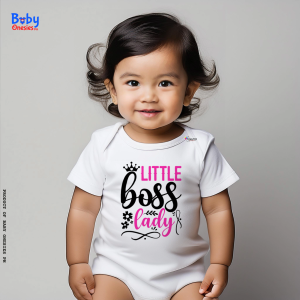 New "Little Boss Lady" Cotton Bodysuit for Girls 0-12 Months - Elegant Baby Girl Outfit