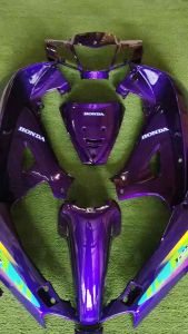 เฟรม/ชุดสี W-125Rหัวแหลมเบ้ากลม สีม่วงแก้ว12ชิ้นแถมน๊อตพอช