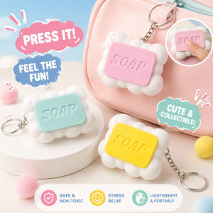 Soap Button Keychain 3D Printed Stress Relief Fidget Toys Cute Pendant Mini Bag Charm Desk Toy Gift