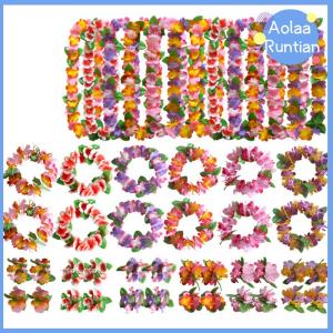 Aolaa 4Pcs/set Hawaiian Flower leis Garland Necklace DIY Decoration Fancy Dress Party