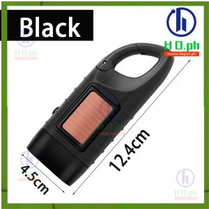 【Ready Stock】OUTDOORMORE Solar Powered Flashlight Hand Crank Small Portable Waterproof Solar Crank Flashlight Charging Powerful Torch 