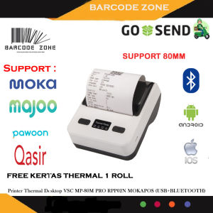PRINTER BLUETOOTH PORTABLE THERMAL BATERAI KASIR/PPOB 58MM VSC MP-80M PRO