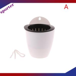 Sporter กระถางดอกไม้พลาสติกแบบดูดซับน้ำอัตโนมัติติดผนังกระถางต้นไม้สีเขียวผักชีลาวของตกแต่ง