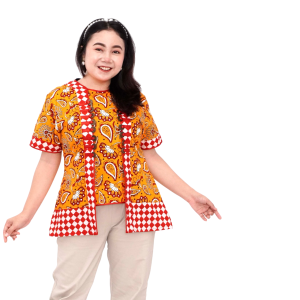 Blouse Big Size Wanita Atasan Batik Jumbo Lengkap L-XL-2L-3L-4L-5L-6L-7L Model Blus Jumbo Kerja Batik / Pakaian Batik Kekinian LD 140 / Blus Seragam Kantor Big