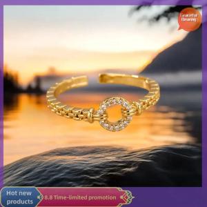Graceful 2025 New Trendy Gold Plated Stainless Zircon Crystal Rings For Women Chain Geometry Zircon Finger Ring Jewelry Gift