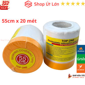 1 Cuộn băng keo nilon 55cm-110cm-280cm Top One - che chắn khi phun sơn Màng bọc nilon che bụi đa năng băng keo che sơn- Shop Út Lớn