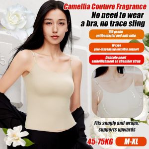 Baju Dalam Fashion Tanktop Camellia dengan Desain Tanpa Kerangka Bahan Ice Silk Nyaman Sepanjang Hari dan Dapat Dipakai di Dalam atau di Luar