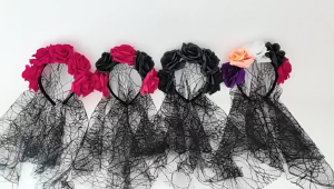 Colorful Spooky Flower Lace Veil Shape Hairband Women Student Photography Hairband Spooky Wedding Bride Headbands