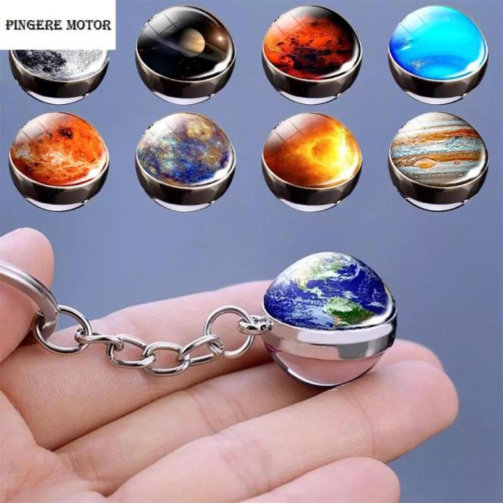 PINGERE Sun Glowing Nebula Moon Galaxy Glass Ball Keychain Planet