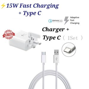15W Fast Charger Adapter one set charger & 5A Micro USB Cable & 5A TYPE C CABLE Travel Charger 15W
